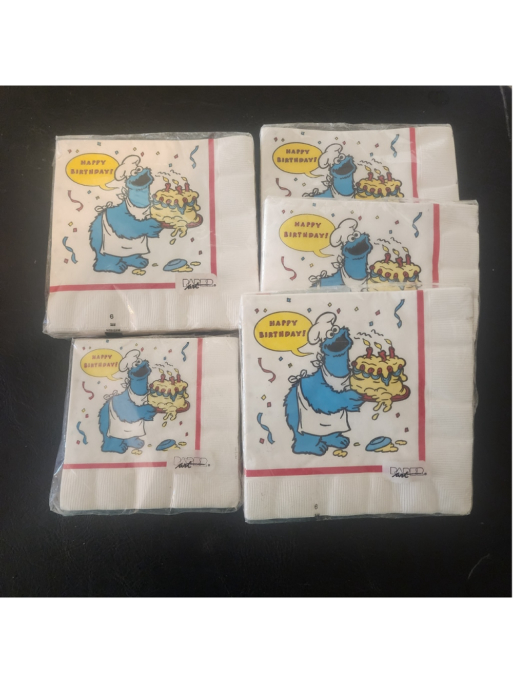 Vintage Sesame Street Cookie Monster Birthday Lunch Napkins – Lot of 4 NOS #4